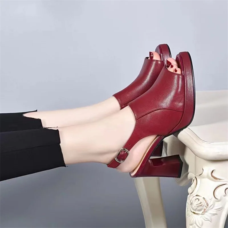 Female Sandal Fashion Womens Shoes 2024 High Heels Open Toe Buckle Espadrilles Platform Girls Luxury High-heeled Summer Peep Blo