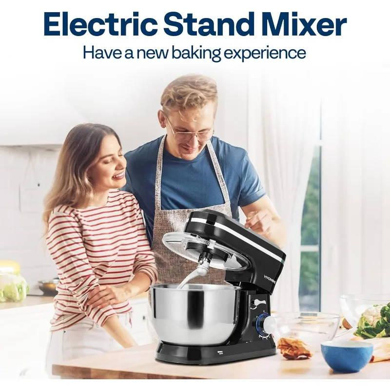 4.75 Quart Stand Mixer, 8 Speed Kitchen Electric Food Mixer, Household Stand Mixer for Baking, Bread with Beater, Dough Hook