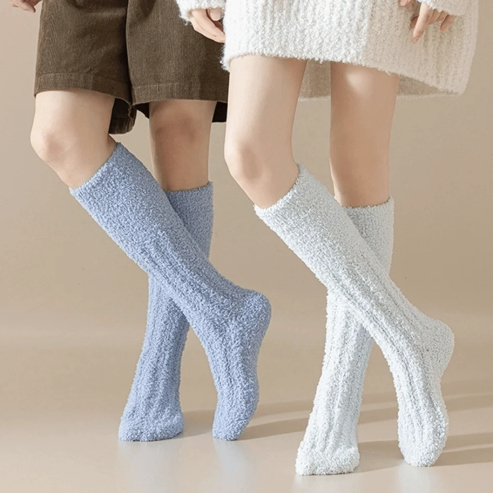 

Fashion Solid Color Coral Fleece Stocking Thick Anti-slip Winter Sock keep Warm Women Stockings Women