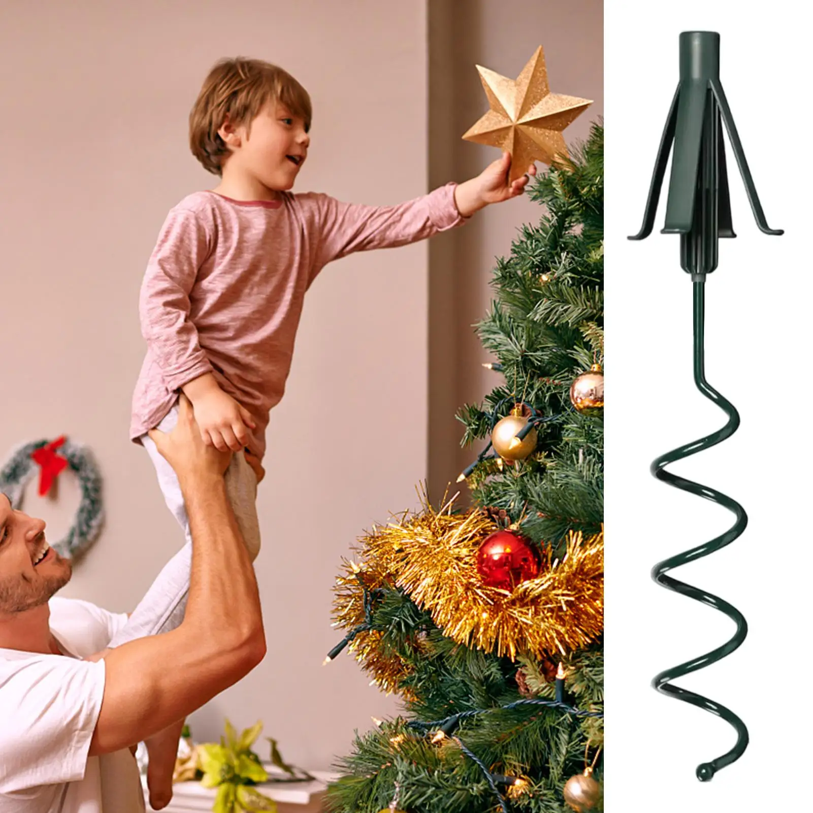 

Подставка для топпера для рождественской елки, прочный спиральный держатель, поворотный топпер для дерева, замена поддержки для дома, в помещении, на открытом воздухе, рождественская вечеринка