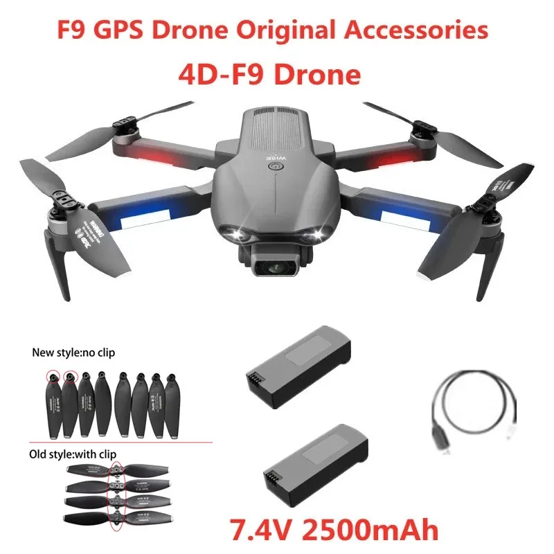 4DRC F9 Drone Battery Original Accessories 7.4V 2500mAh / Propeller Blade/ USB Line/  For 4D-F9 Drone parts F9 Battery