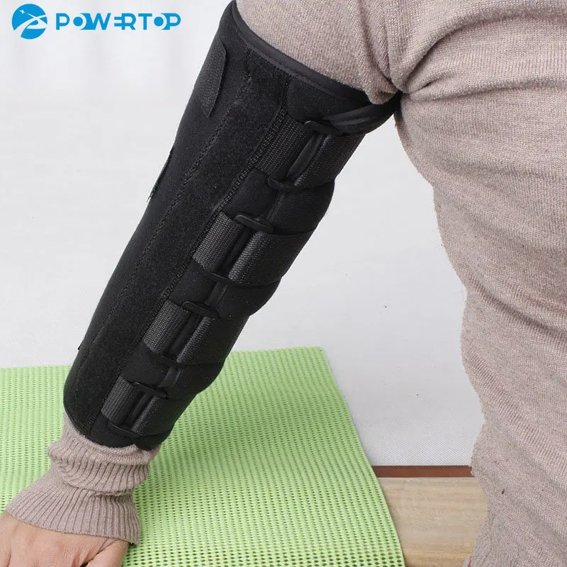 Arm Splint Brace Support Adjustable Elbow Joint Recovery Protect Band Belt Strap with 3 Fixed Steel Plates for Children Adults