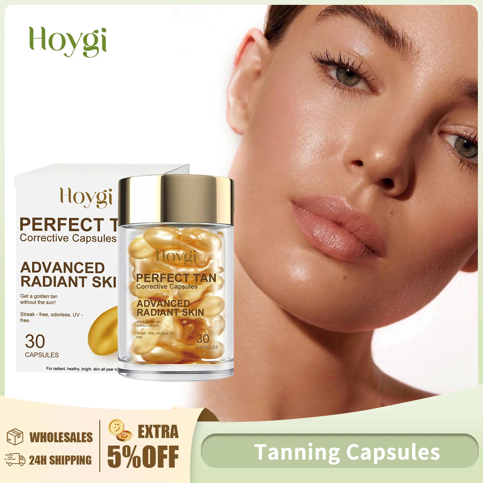 Portable Tanning Capsule UV Prevent Sunburn Tan Accelerator Outdoor Sunbathing Sunless Brightening Self-Tanning Serum