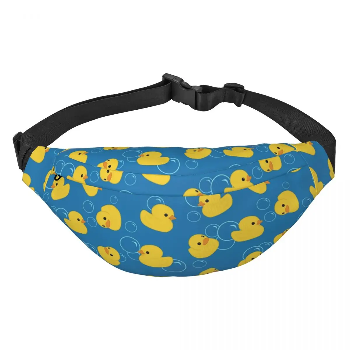 Custom Yellow Classic Rubber Duck Gothic Fanny Pack Men Women Sling Crossbody Waist Bag for Travel Cycling Phone Money Pouch