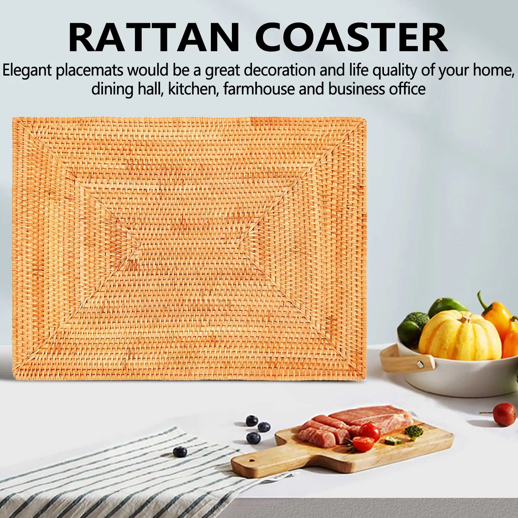 Manteles Individuales de mimbre antideslizantes, manteles individuales tejidos resistentes al calor para mesa de comedor, tapetes resistentes al calor para mesa de cena, oferta