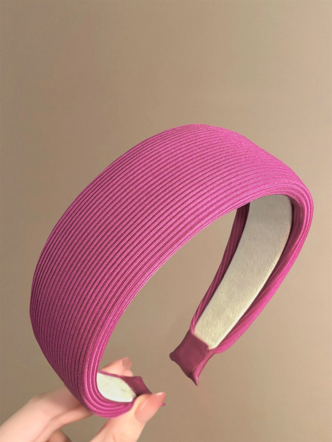 Vintage Gestreiftes Schwamm-Stirnband - 4,5 cm Breit, Vielseitiges Weiches Haarband - Einfarbig, Gesichtsformendes Haaraccessoire Diademas – Detail 4
