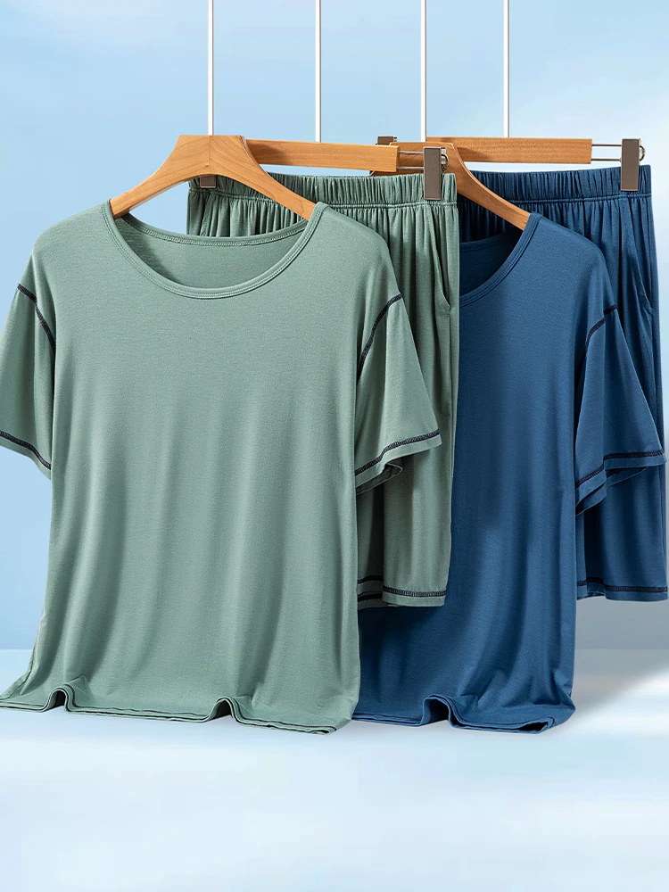 

Мужской комплект брюк из модала ort Sve ort, летняя тонкая свободная спортивная одежда, футболка большого размера, уличная домашняя одежда, комплект из двух предметов