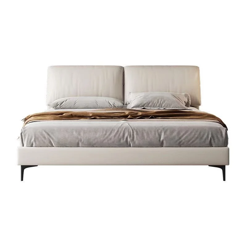 #Modern Simple 1.5m Microfiber Leather Solid Wood Frame Storage Wall Bed 1.8m Eco-Friendly Durable Light Luxury Master Bedroom