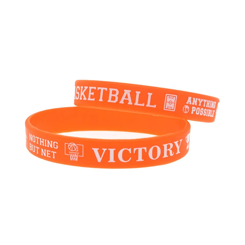 50 Stück bedruckte Basketball-Grafik-Silikonarmbänder, Sport-Thema, Gummiarmreif, Erwachsenengröße – Detail 8