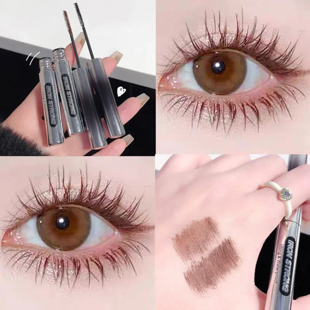 Máscara de extensión de pestañas, rizo ultrafino, grueso, resistente al agua, duradero, alargamiento, pestañas negras y marrones, maquillaje cosmético rizado Natural