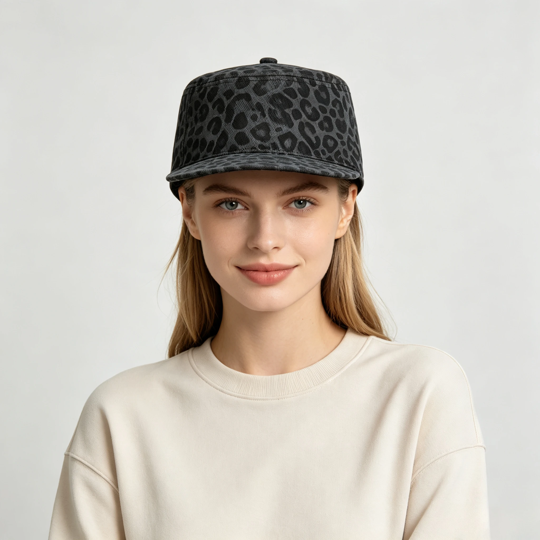 Vintage-Kappe mit Leopardenmuster, flache Oberseite, süße, coole Arbeitsmütze mit kurzem Rand, personalisierte Newsboy-Mütze für Damen, tägliches Outfit – Detail 5