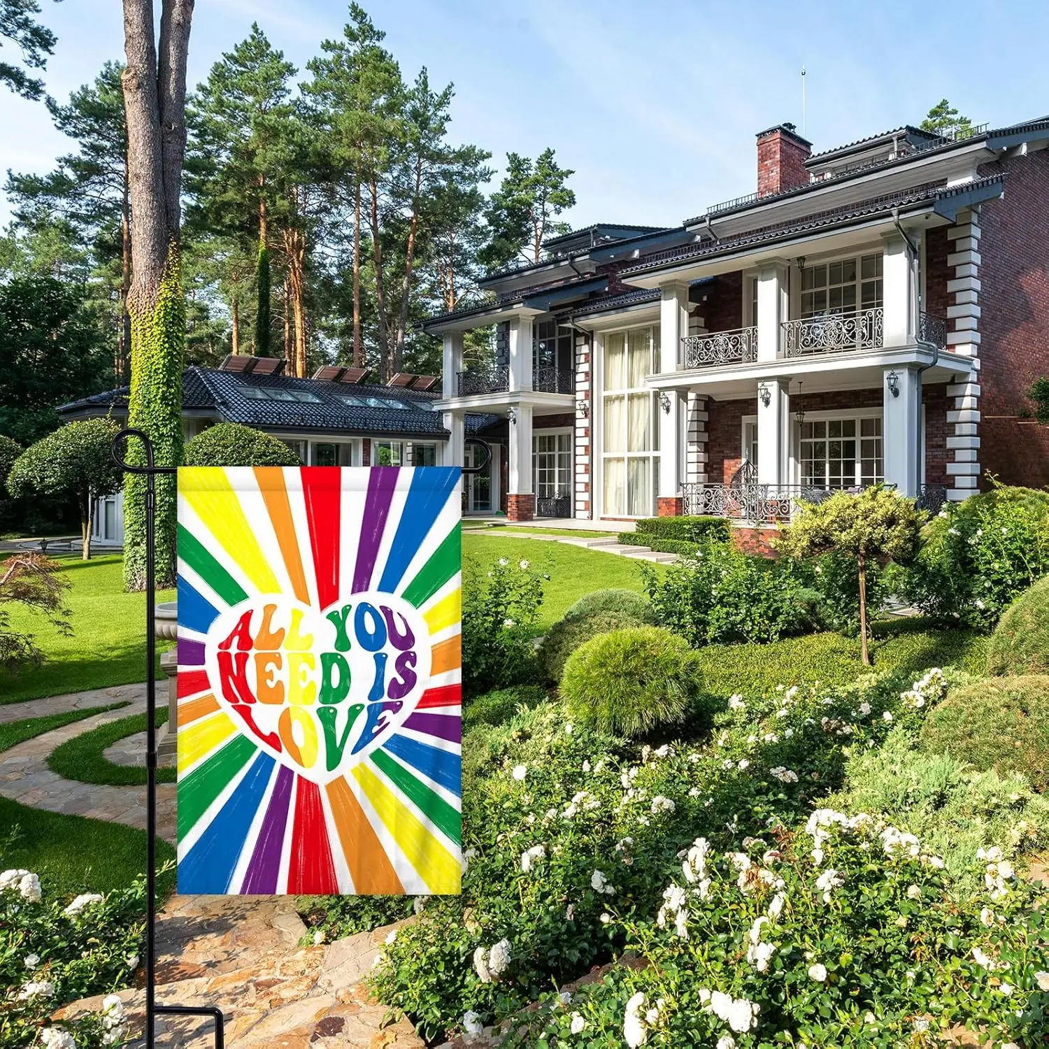 All You Need is Love Rainbow Garden Flag 12x18 Inch Double Sided Gay Pride Multicolor Small Rainbow Garden Flag for Patio La EEZ