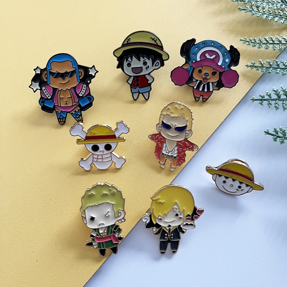 8 Pcs One Piece Anime Roronoa Zoro & Monkey D. Luffy Cosplay Badges Brooches Collectible Comic Lapel Jewelry for Backpack - view 3