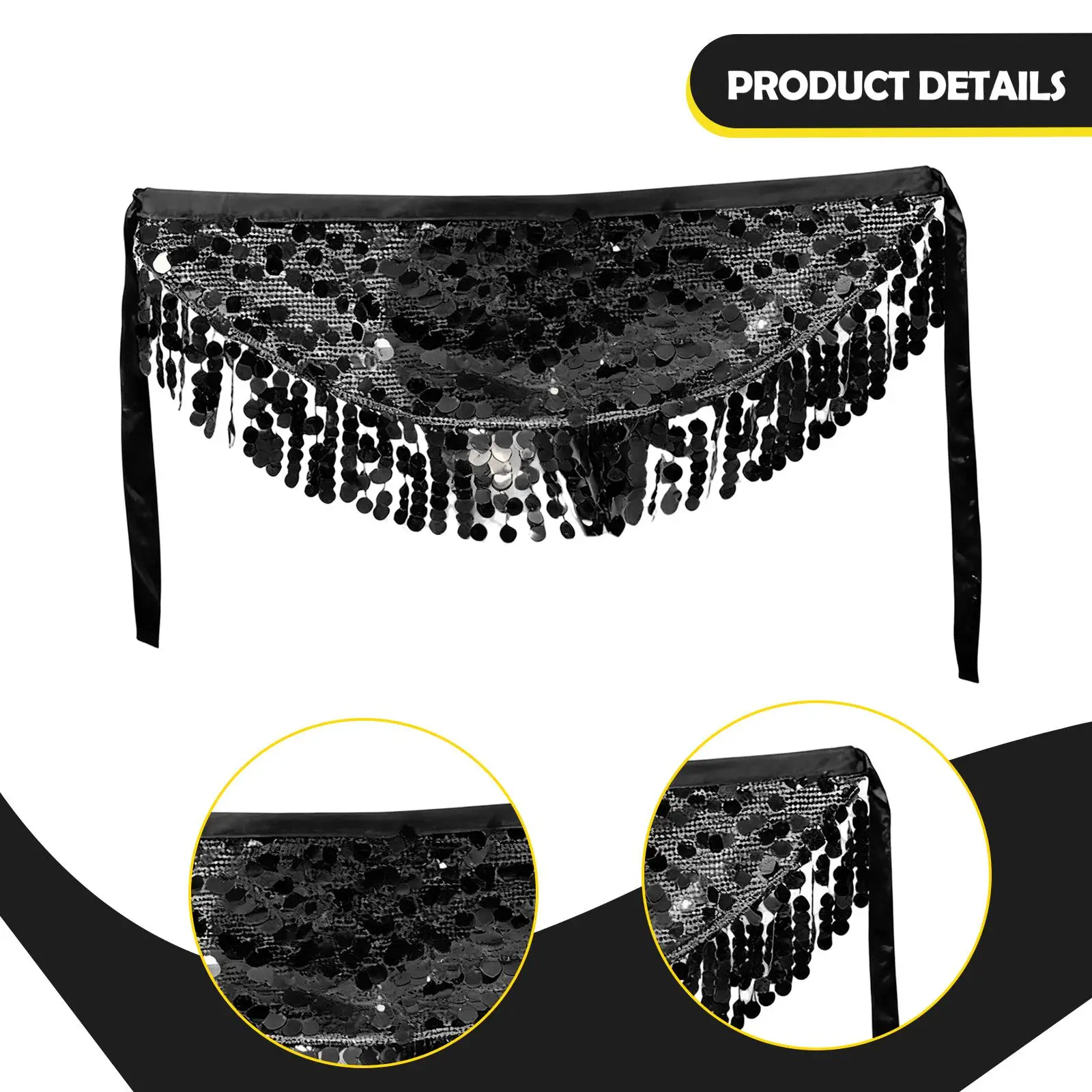 ผ้าพันเอวสำหรับเต้นระบำหน้าท้องแบบมีประกาย สำหรับการแสดงในงานบอลรูมและไนท์คลับ