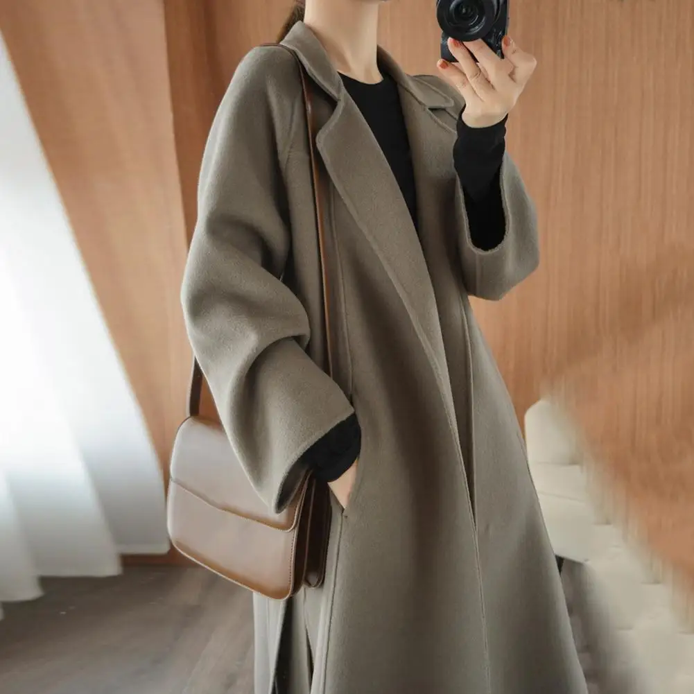 Women's Autumn Winter Long Faux Wool Coat Outerwear 2021 Ladies Korean Cashmere Female Loose Overcoat Clothes Windbreaker Jacket