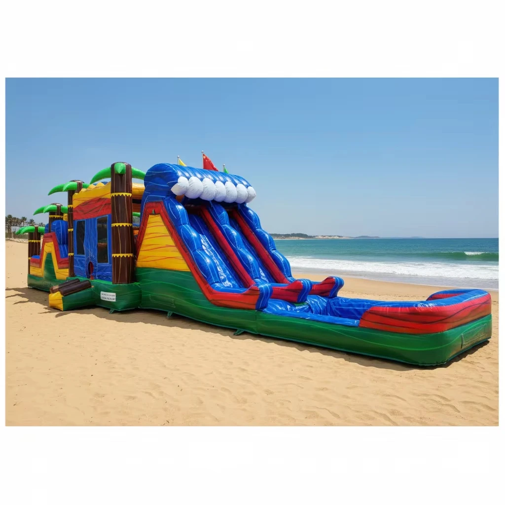 Commercial Use Tropical Water Inflatable Obstacle Course with Pool Kids Inflatable Water Park for Party