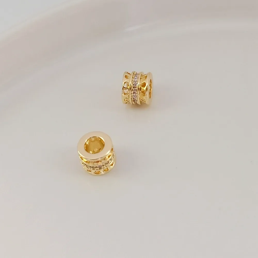 

14K Gold-plated, Zircon Multi-hole Bucket Beads 5*7mm Pendant, Bead Separator Pendant, Bracelet, Necklace DIY Accessories