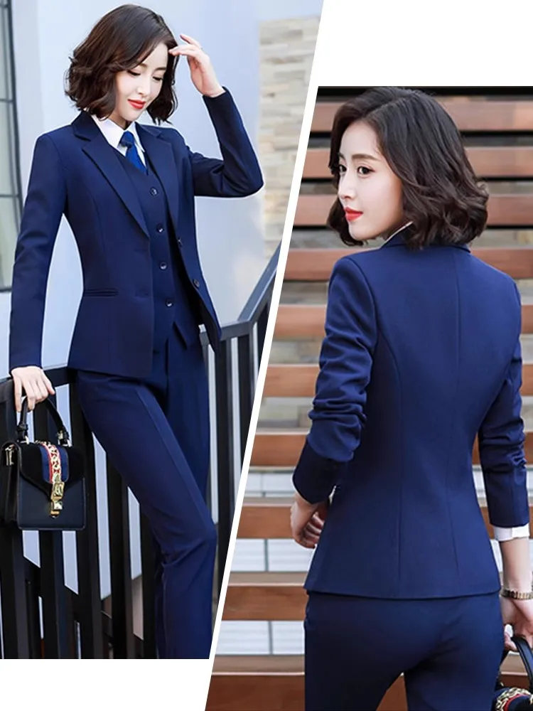 

Офисные женские брюки, блейзер, женские брючные костюмы, деловая рабочая форма, комплект из 2 предметов, модная одежда, брючные костюмы, женские