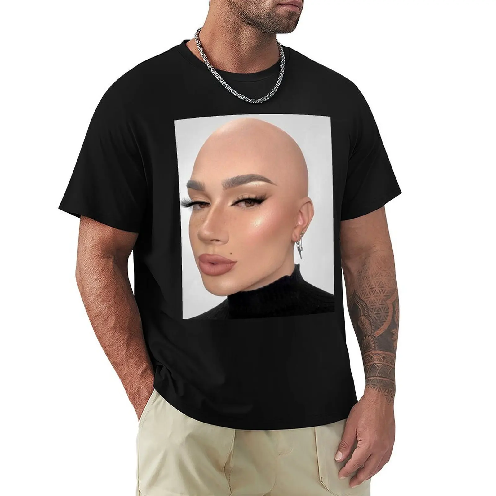 

James Charles Bald T-Shirt Functional Casual Short Sleeve Tee