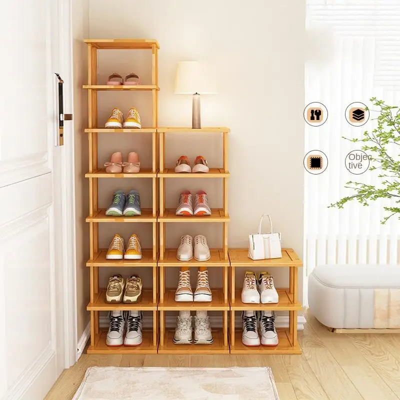

Hot Sales Hot Selling 7 Layer Phyllostachys Pubescens Fiberboard Shoe Organizer Display Shelf Space Saving Corner Shoe Rack For
