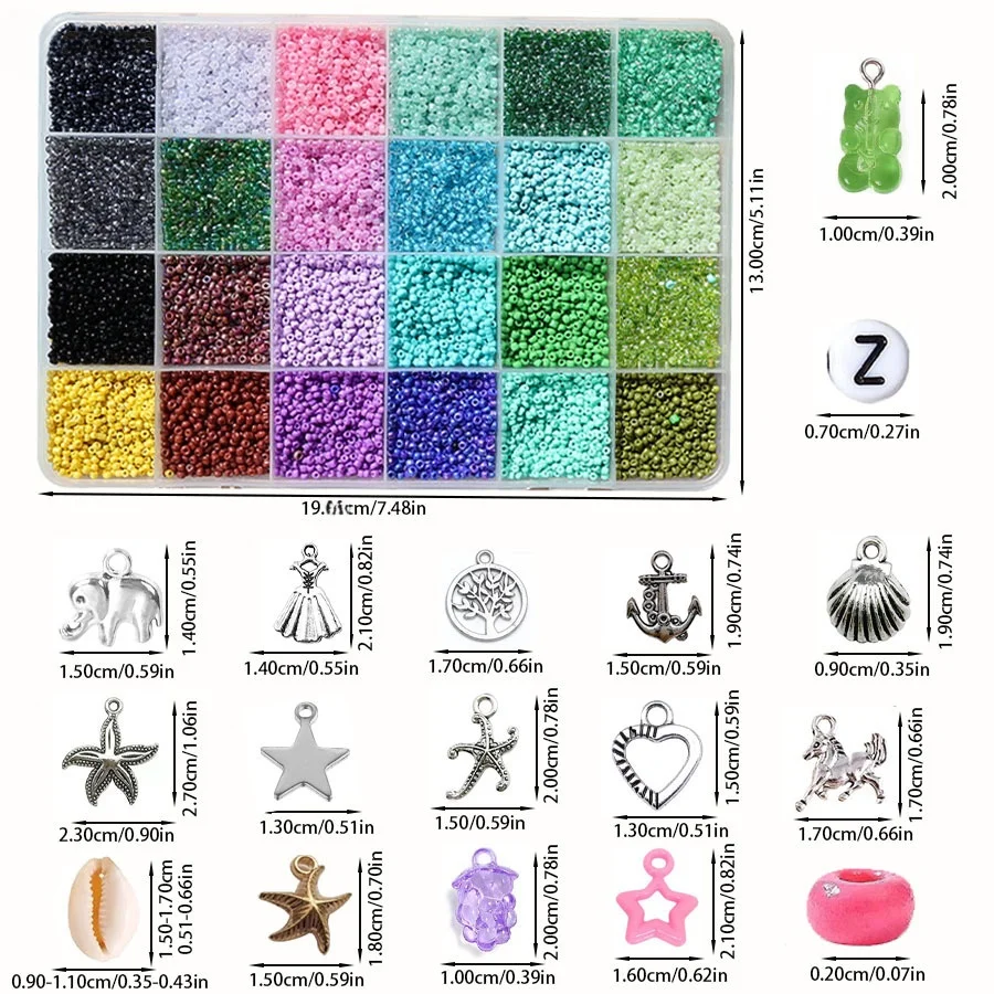36000Pcs 2 Boxes 48 Colors 2mm Glass Seed Beads, Mixed Loose Beads DIY Craft Kit for Bracelet Jewelry Making