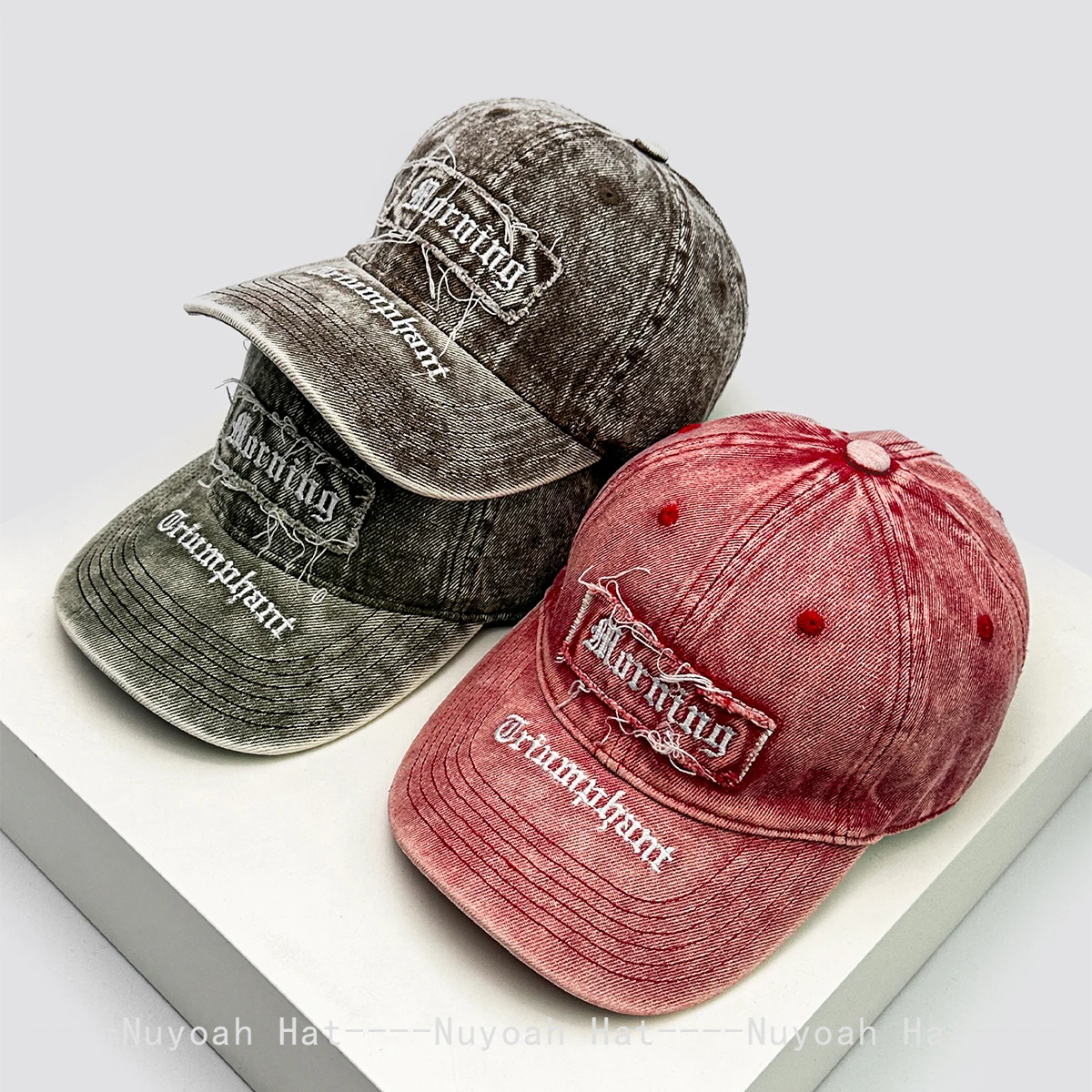 

New Men Women Korean Retro Letter Embroidery Baseball Hats Sunshade Distress Versatile Personal Peaked Caps Street Fashion Niche