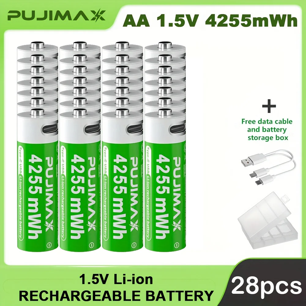 PUJIMAX 4255 mWh AA 1,5 V oplaadbare lithiumbatterij Hoge capaciteit 1500 cycli voor afstandsbedieningen Drones Weegschalen Grote capaciteit