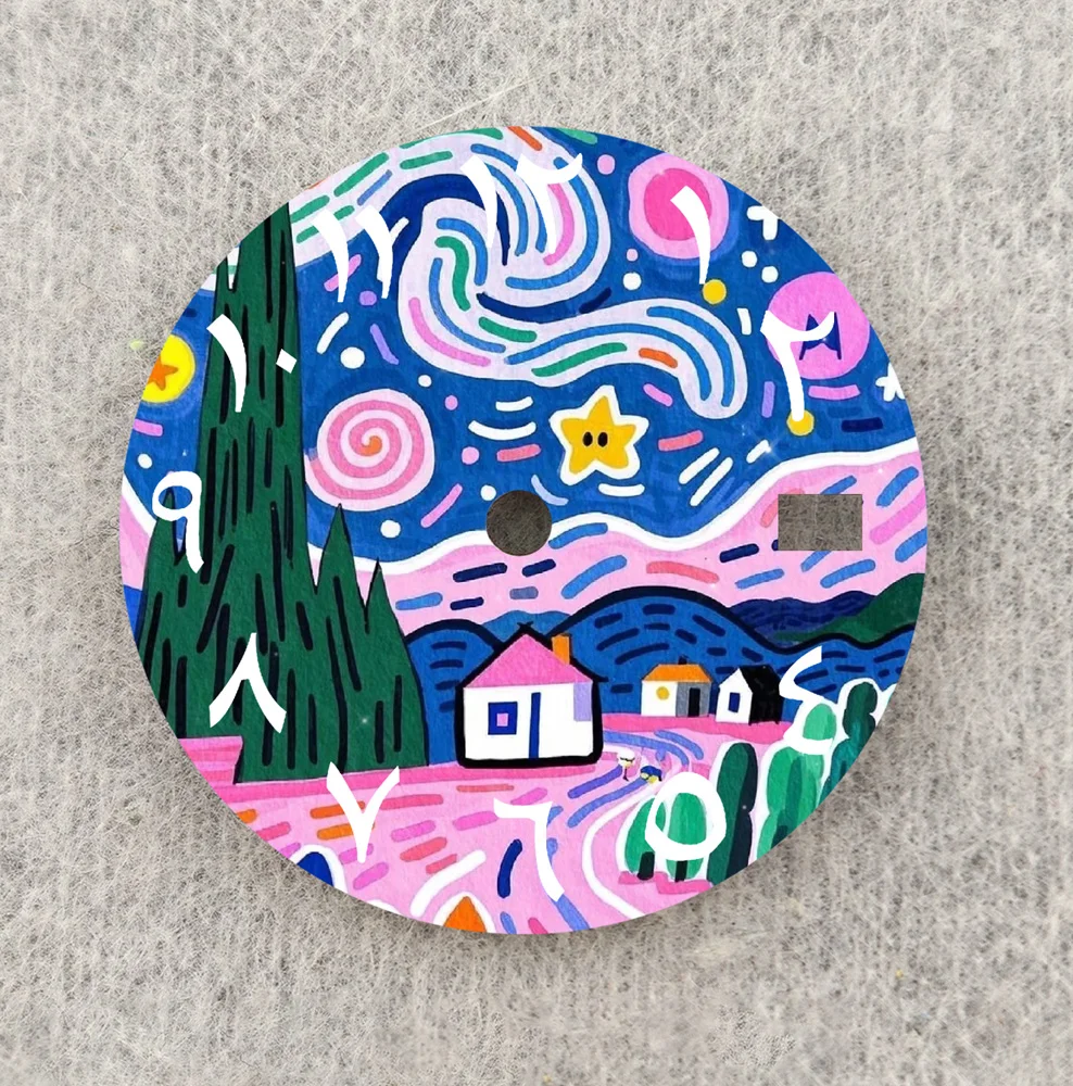 Циферблат NH35, креативный циферблат Sky, 28,5 мм, циферблат с арабскими цифрами, циферблат NH36, подходит для часов NH35/36, запасные части, индивидуальный циферблат