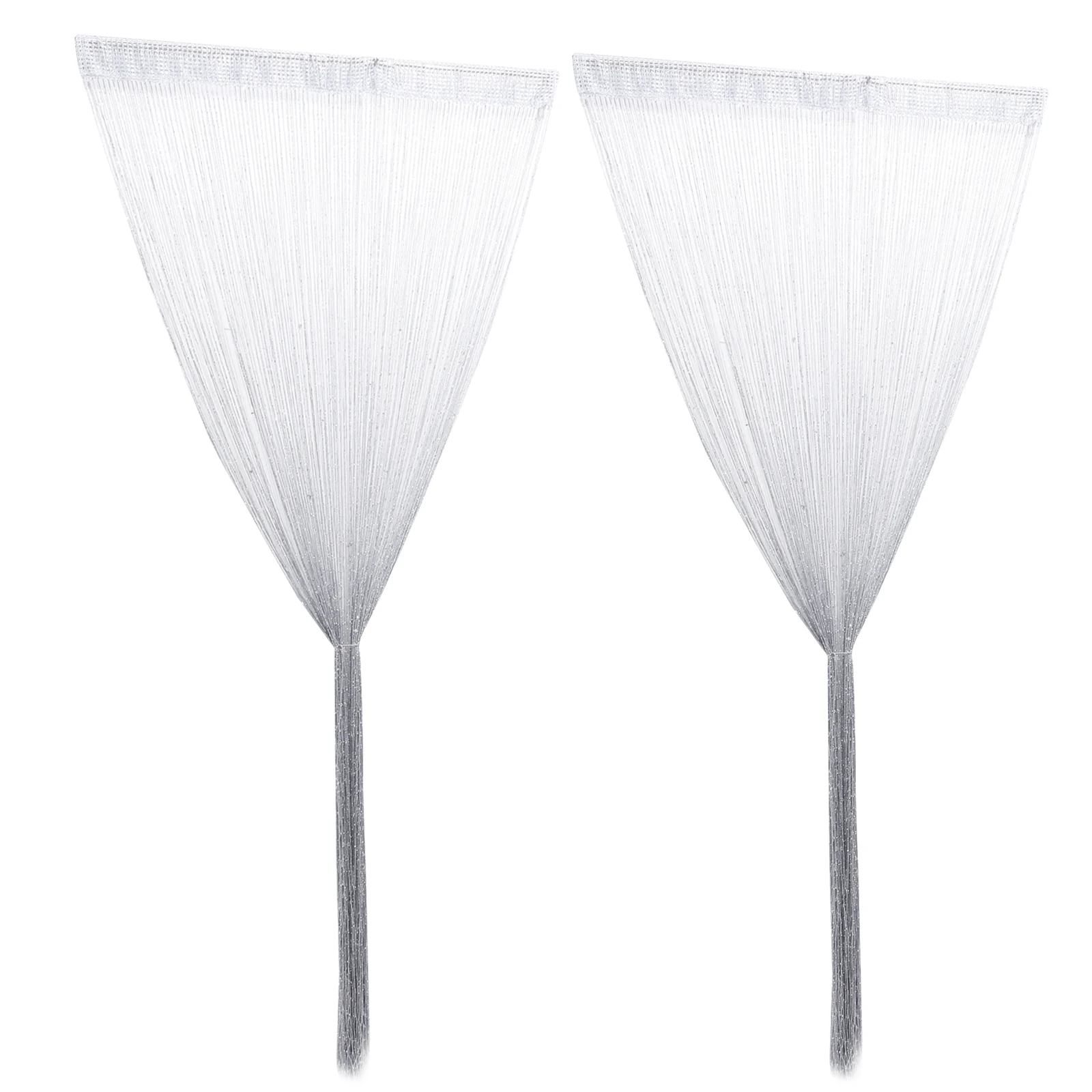 

2pcs Silver Thread Curtains Polyester Doorway Decor Bright Color Hanging String Curtains Divider Room Separator Curtain