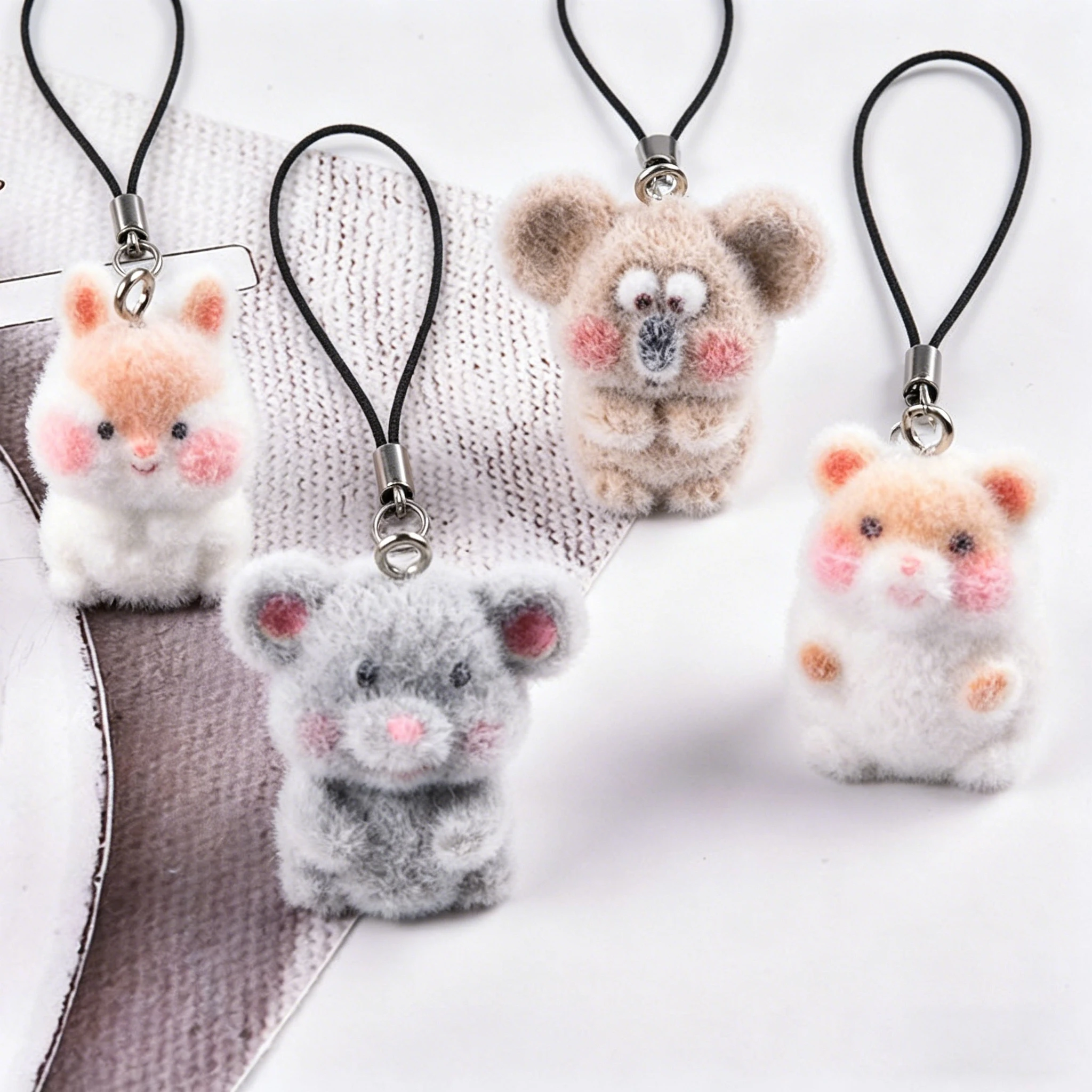 Mini Cute Plush 3D Resin Koala Animal Pendant Creative Furry Gift For Friends Holiday Gift Squirrel Phone Backpack Pendant