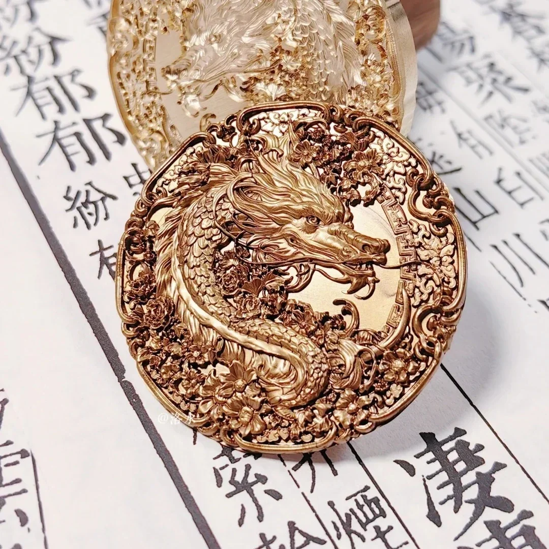 Chinese Dragon Tiger Phoenix Retro Stamp Seal Head Diy Fire Seal Relief Brass Head Invitation Envelope Seal Manual Craft Toy