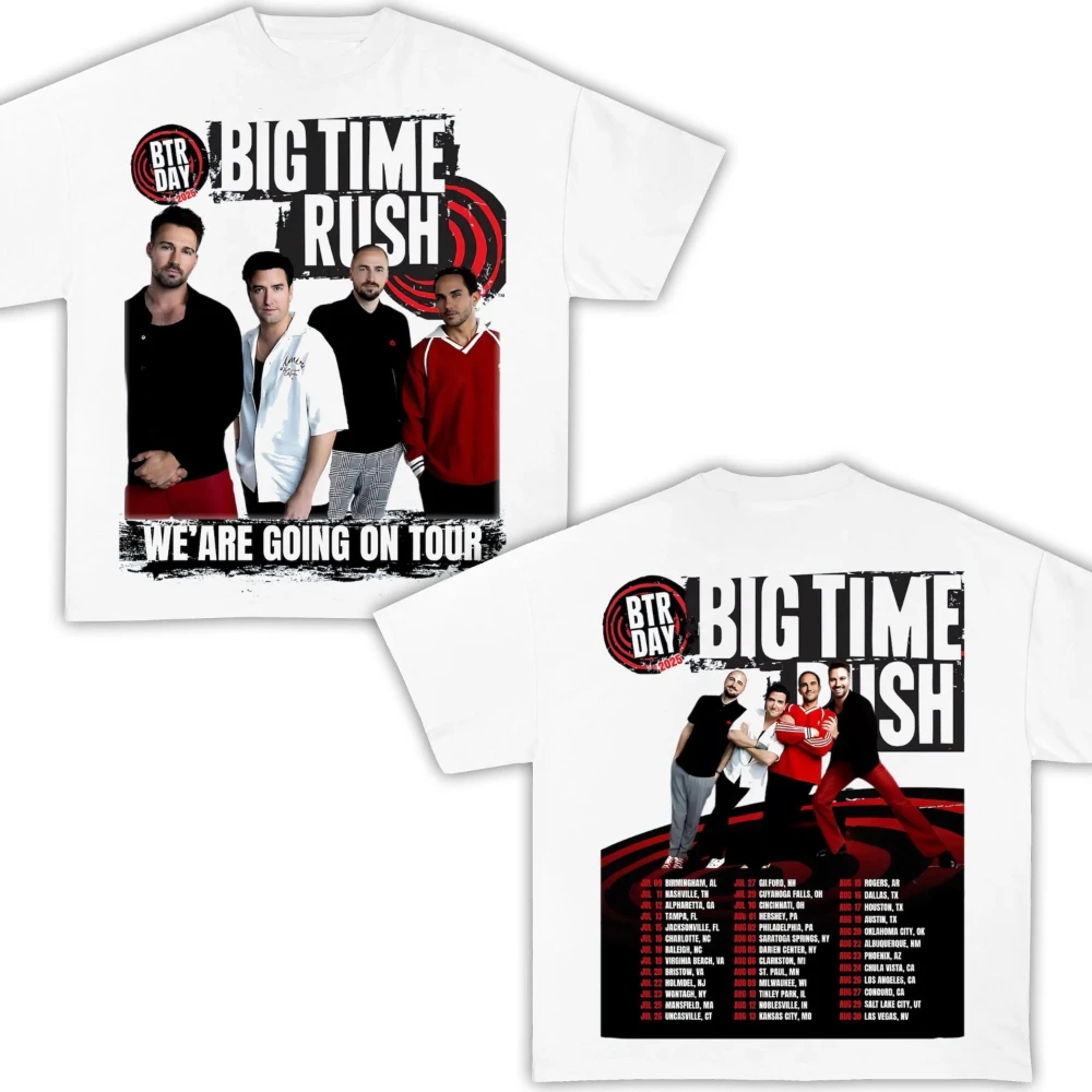 

Big Time Rush Tour Commemorative T-Shirt 90s Music T-Shirt BTR Fan Gift Pure Cotton All-Season Couple Streetwear T-Shirt