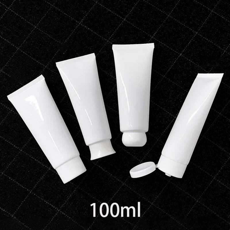 100ml White Plastic Squeeze Tube 100g Cosmetic Container Refillable Cleanser Lotion Cream Soft Bottle Empty Travel Packaging