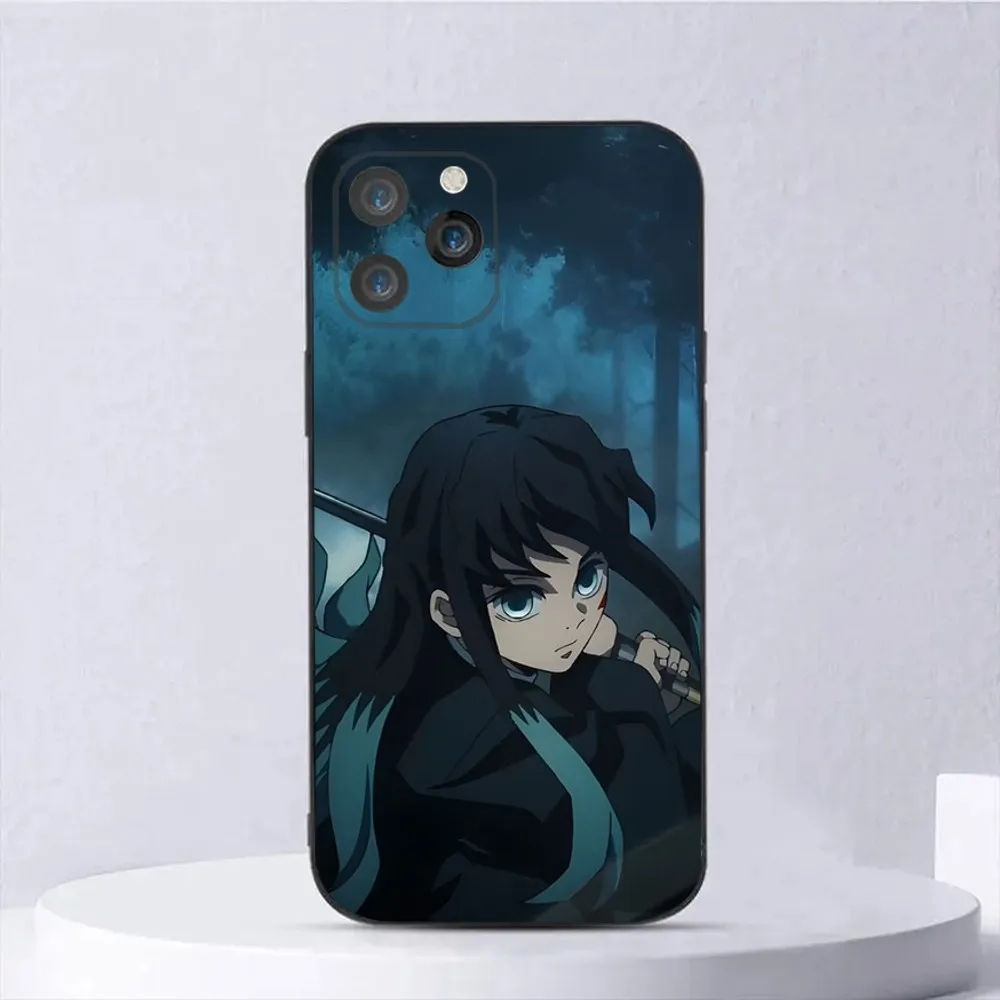 Anime Muichiro Tokito Phone Case For iPhone 15,14,13,12,11,Plus,Pro Max,XS,X,XR,SE,Mini,8,7 Soft Silicone Black Cover