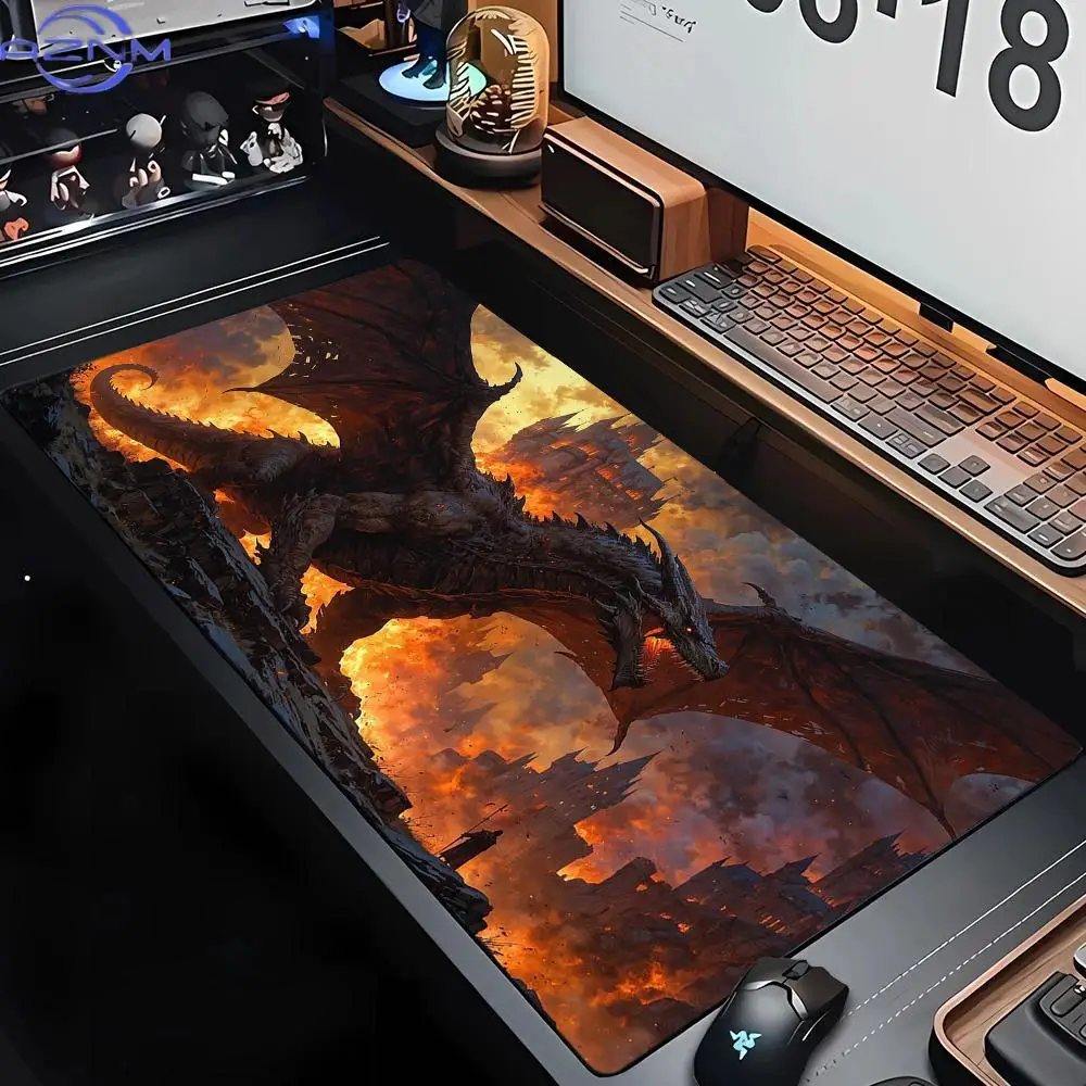 Demonic Giant Flying Dragon Mouse Pad Non-Slip Desk Mat PC Accessories Gaming Mat Dragon Desk Pad MTG Playmat Extended Pad