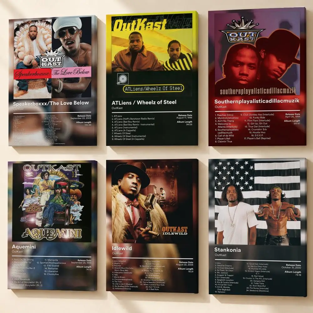 Singer O-Outkast Album Cover Framed Wall Painting Canvas Poster Wooden Stretcher Frame Inner Frame Kit for Wall Art Painting