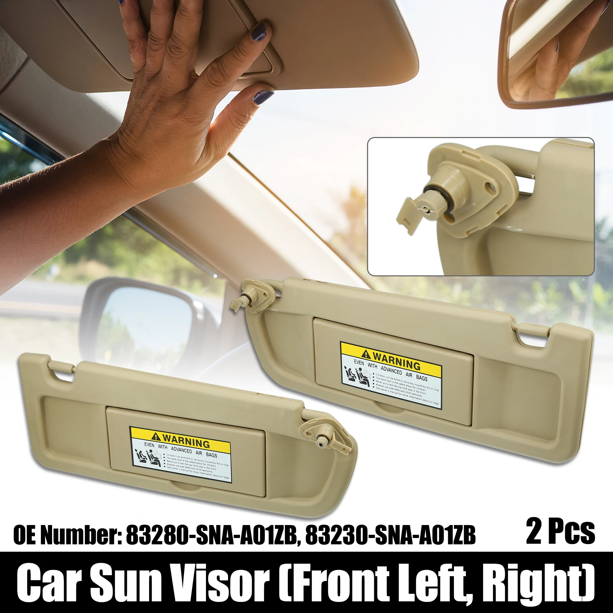 

Uxcell 2pcs Left Driver Right Passenger Side Sun Visor with Mirror 83280-SNA-A01ZB for Honda Civic 2006 2007 2008 2009 -2011