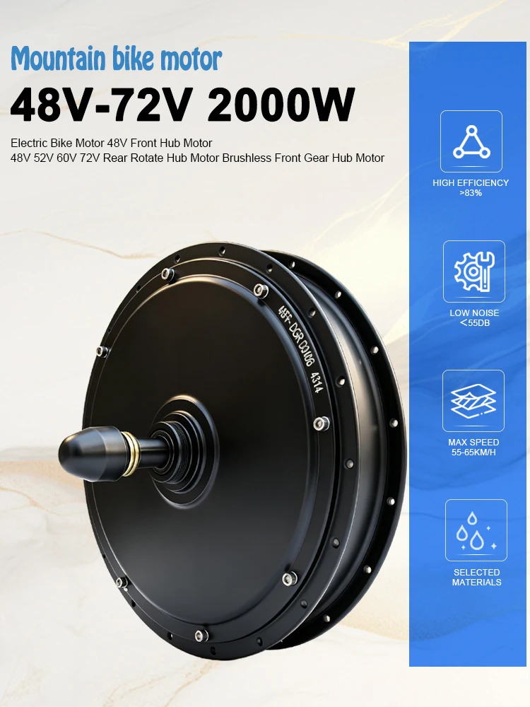 AliExpress NONE 48V/52V/60V/72V 2000W Brushless Gearless Front/Rear Rotate/Rear Cassette hub Motor 20-29inch for Electric bike Conversion Kit