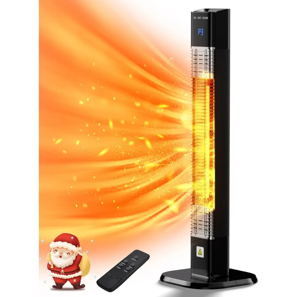 Patio Heater,1500W Electric Infrared Radiant Heaters with Remote for Bedroom, Tip-over Protection, 35