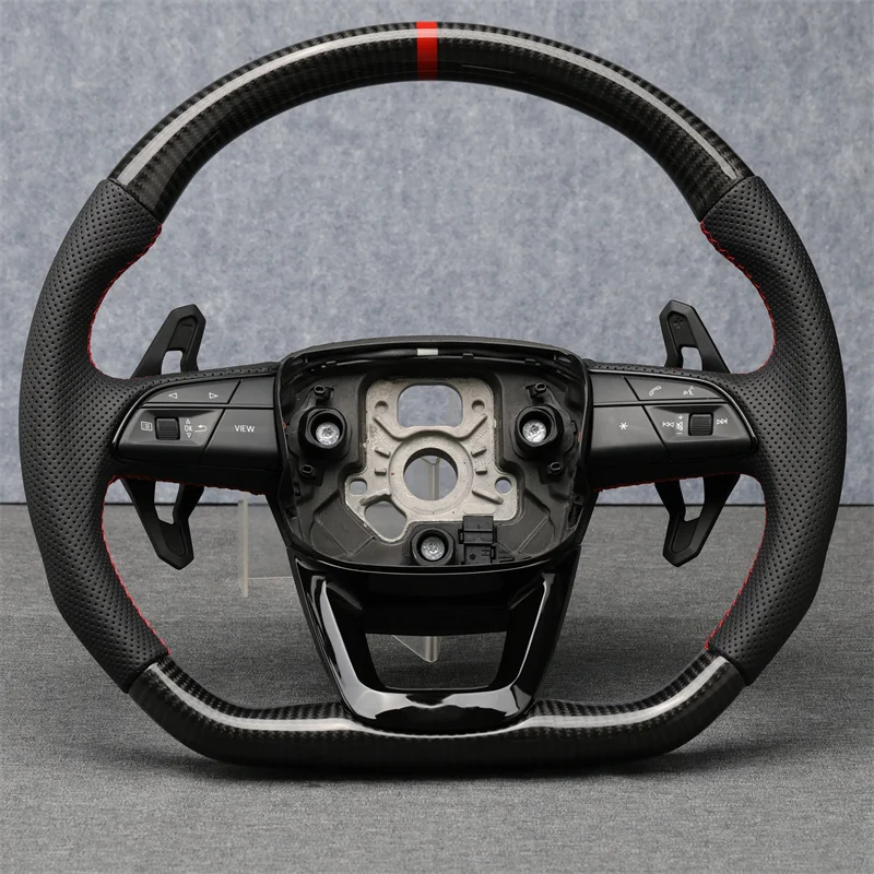 ل Q5L عجلة القيادة اكسسوارات السيارات مخصصة الرياضة نمط ألياف الكربون مثقب الجلود عجلة توجيه سيارة