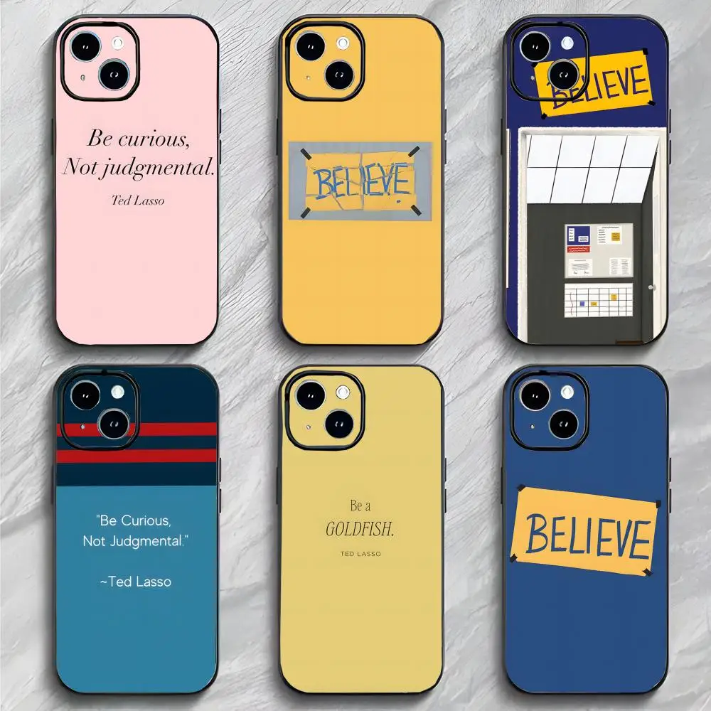 Funda para Teléfono Ted Lasso, Negra Mate, Delgada, para iPhone 17, 16, 15, 14, 13 Pro Max