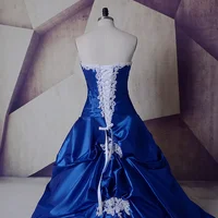 Vintage Royal Blue And White Wedding Gowns Dresses 2024 Sweetheart Lace Up Vestidos De Noiva Plus Size Sexy Long Bridal Dresses - Image 4