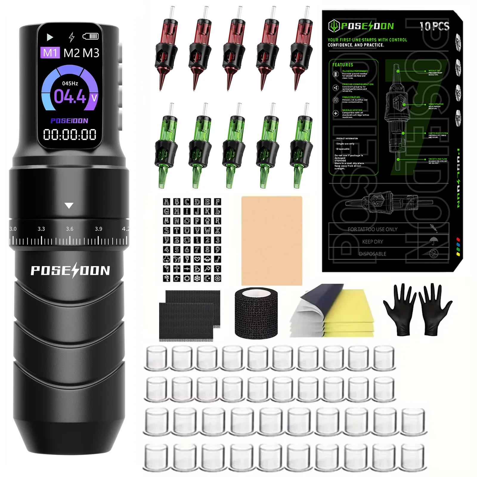 POSEIDON Tattoo Kit Or Tattoo Machnie Professional For Permanent Makeup V7 Tattoo Machine Kit Wireless Power Tattoo Gun Kit