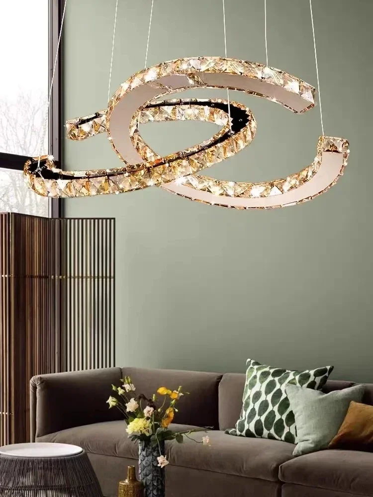 Modern minimalist dual C-shaped crystal chandelier minimalist home decoration irregular crystal chandelier living room and dinin