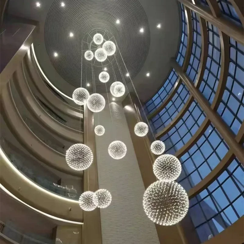 Atrium decorative chandelier Outdoor hanging tree lamp Landscape round star lamp