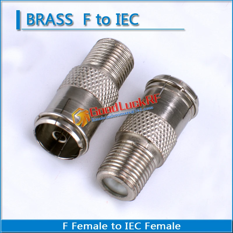 

1X Pcs F Female to IEC Female Plug F To IEC DVB-T TV PAL Connector Socket Brooches Nickel Brass Straight Coaxial RF Adapters