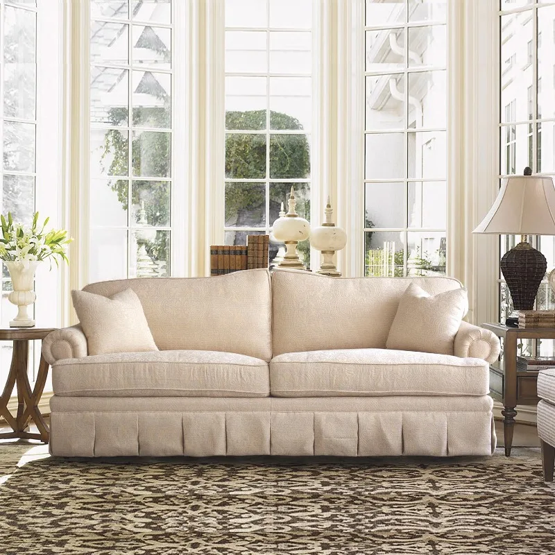 

Легкий пуховый диван во французском кремовом стиле в стиле ретро, импортная рельефная жаккардовая юбка из синели с темным узором, Шанхай