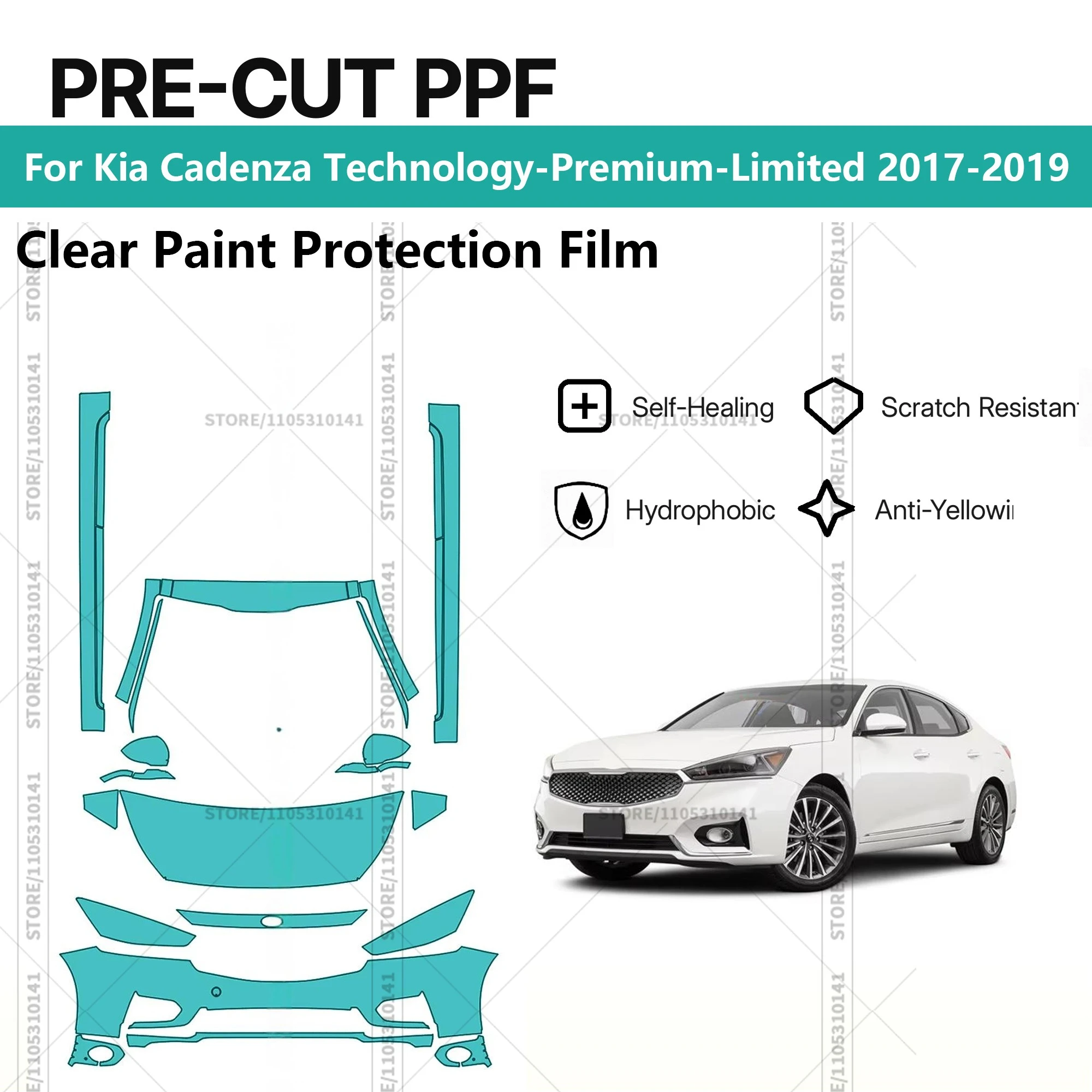 

For Kia Cadenza Technology-Premium-Limited 2017-2019 Pre-Cut Paint Protection Film PPF Transparent Car Film Automotive PPF