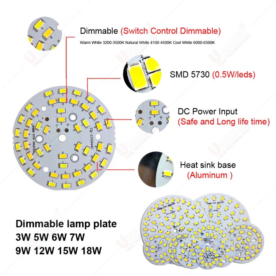 10PCS  35/ 44mm Warm/Cold White two color in one PCB 3W SMD Light Board Led Lamp Panel For Ceiling PCB With LED