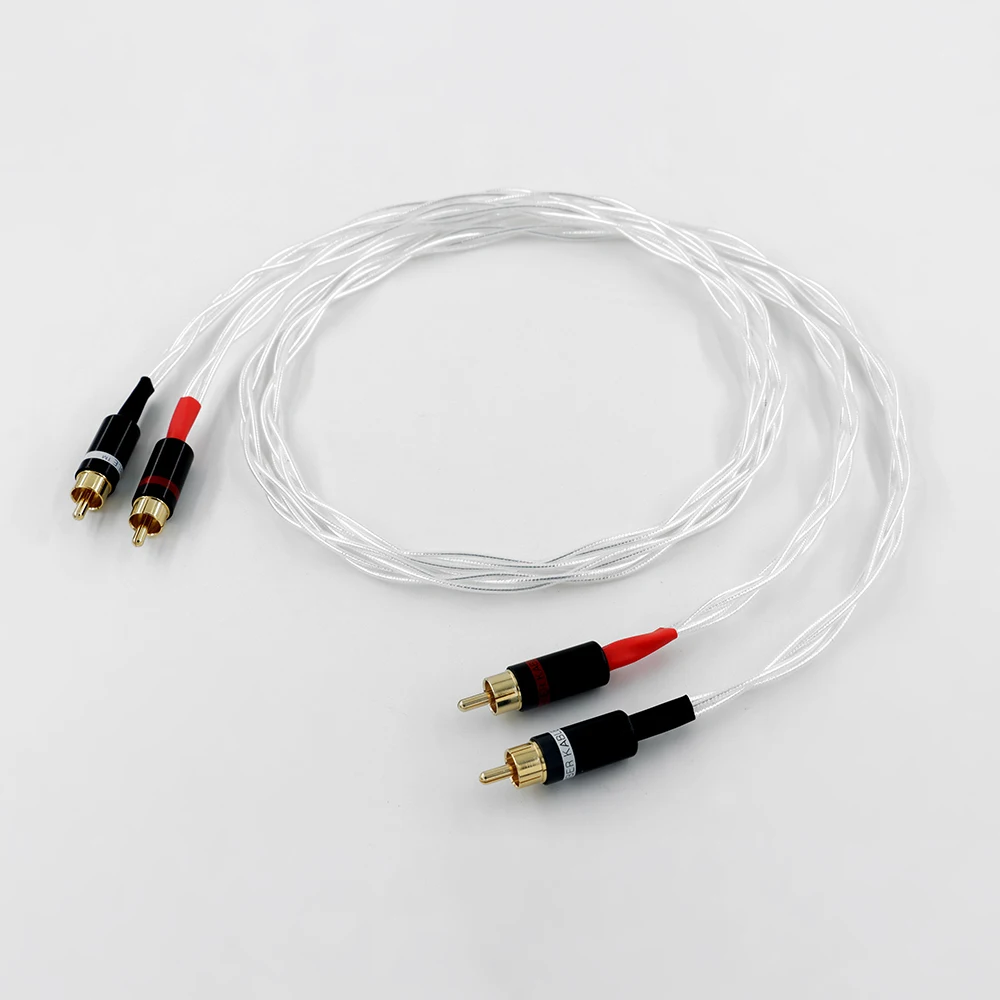 Серебряный соединительный кабель RCA премиум-класса 2, позолоченный для компакт-дисков/усилителей ​